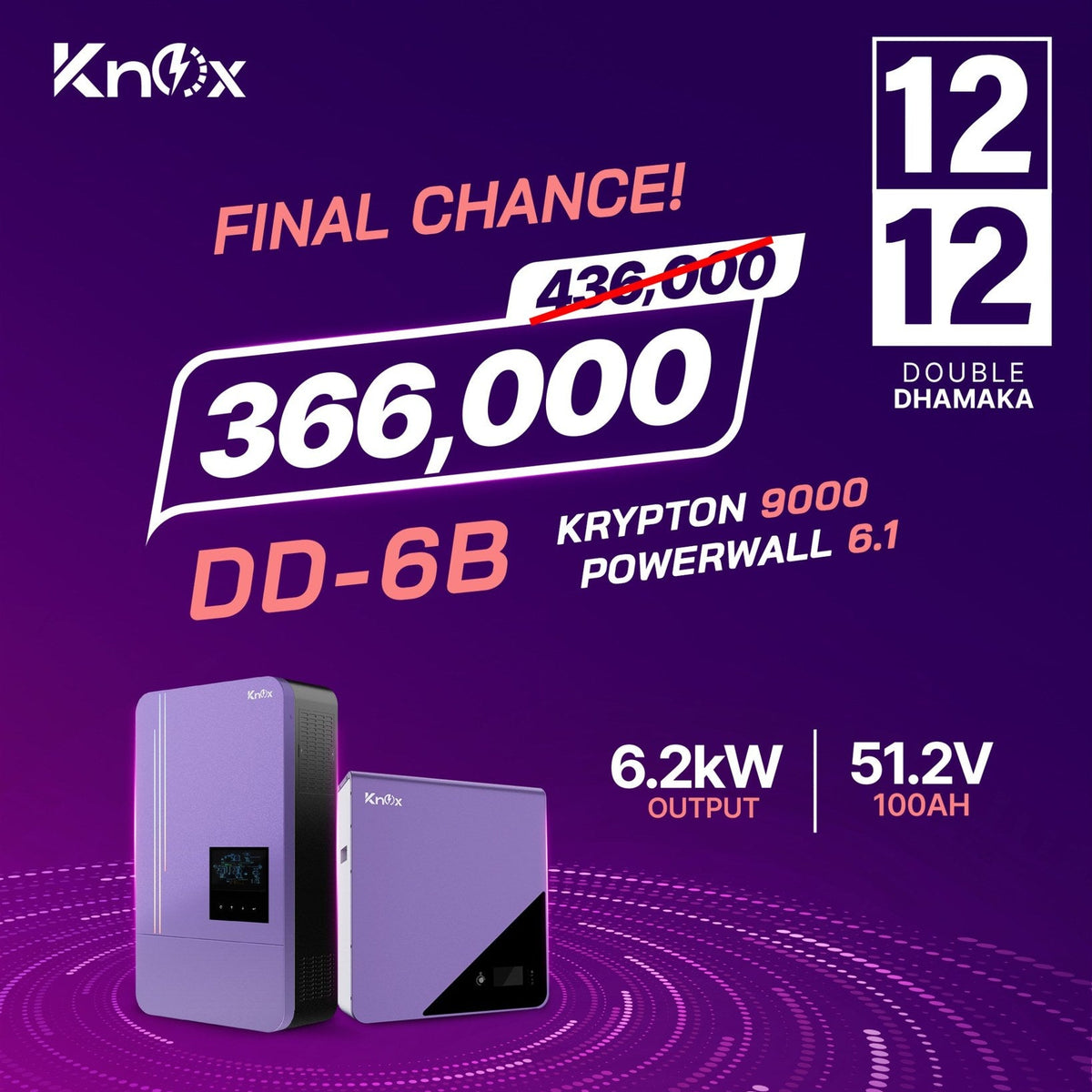 Knox Combo Deal - 6B | Knox Krypton 9000 Solar Inverter | Knox Powerwall 6.1 Lithium Battery