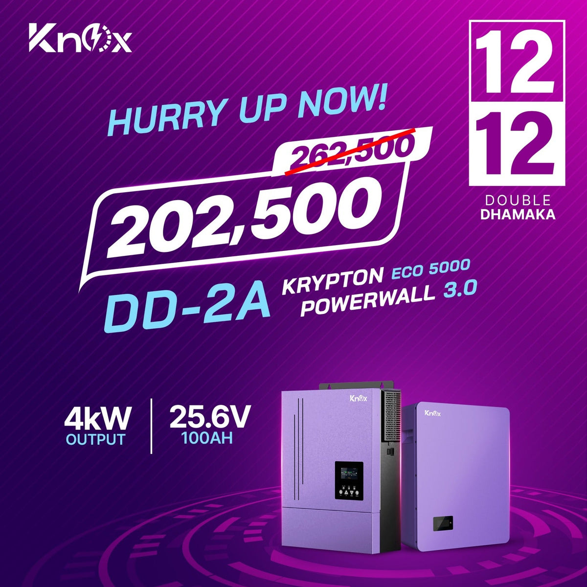 Knox Combo Deal 2A | Knox Krpton Eco 5000 Solar Inverter | Knox Powerwall 3.0 Lithium Battery