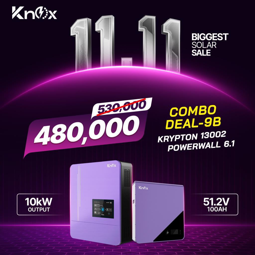 Knox Combo Deal - 9B | Knox Krypton 13002 Solar Inverter | Knox Powerwall 6.1 Lithium Battery