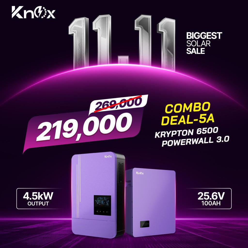 Knox Combo Deal - 5A | Knox Krypton 6500 Solar Inverter | Knox Powerwall 3.0 Lithium Battery
