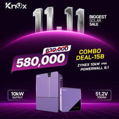 Knox Combo Deal - 15B | Zynex 10KW Solar Inverter | Knox Powerwall 6.1 Lithium Battery