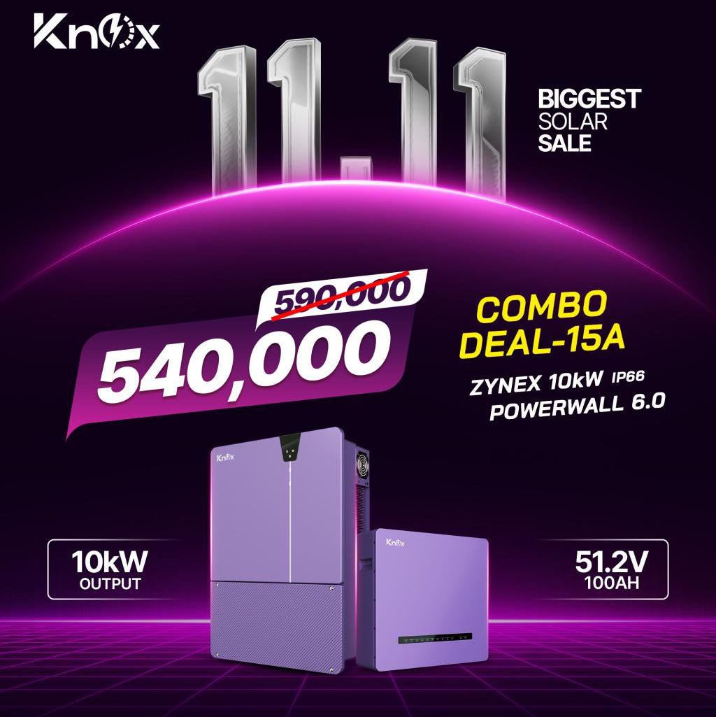 Knox Combo Deal 15A | Knox Zynex 10KW Solar Inverter | Knox Powerwall 6.0 Lithium Battery