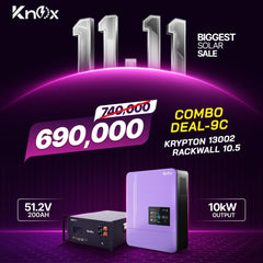 Knox Combo Deal - 9C | Knox Krypton 13002 Solar Inverter | Knox Rackwall 10.5 Lithium Battery