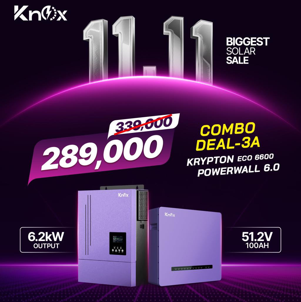 Knox Combo Deal - 3A | Knox Krypton Eco 6600 Solar Inverter | Knox Powerwall 6.0 Lithium Battery