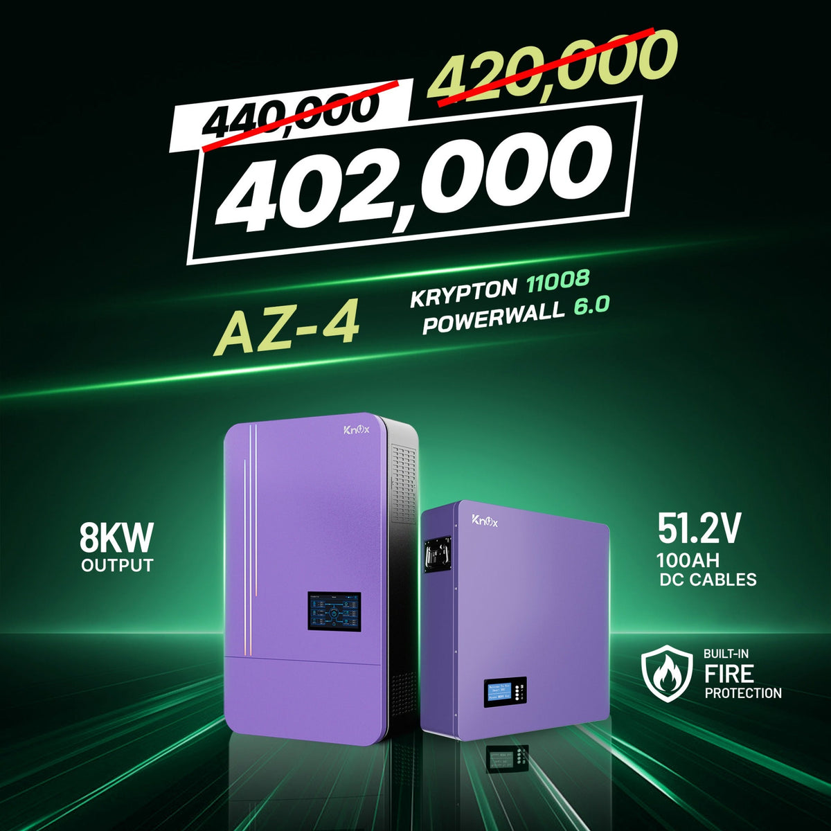 Knox Azadi Sale Offer - AZ-4 | Knox Powerwall 6.0 Lithium Battery | Knox Krypton 11008 Solar Inverter