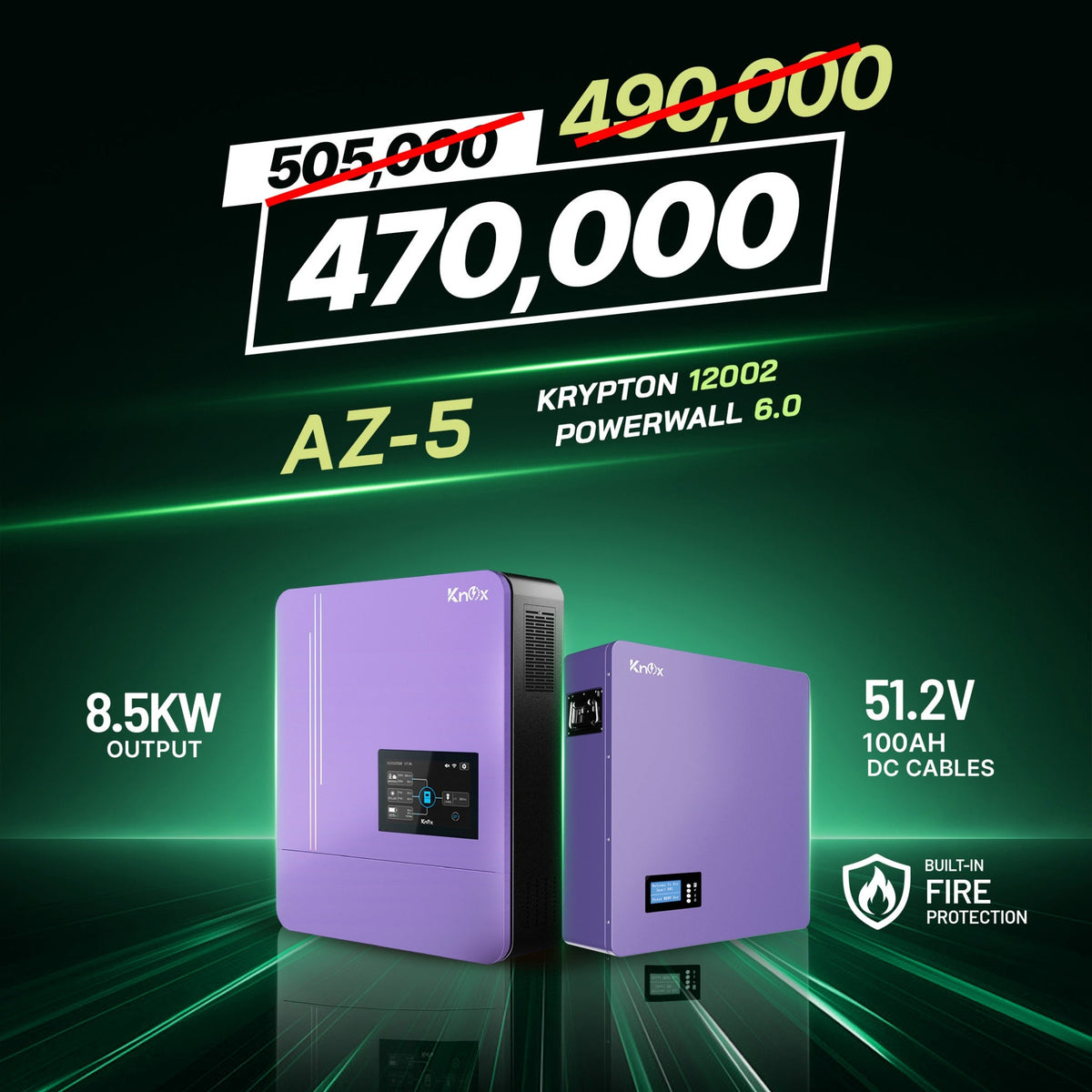 Knox Azadi Sale Offer - AZ-5 | Knox Powerwall 6.0 Lithium Battery | Knox Krypton 12002 Solar Inverter