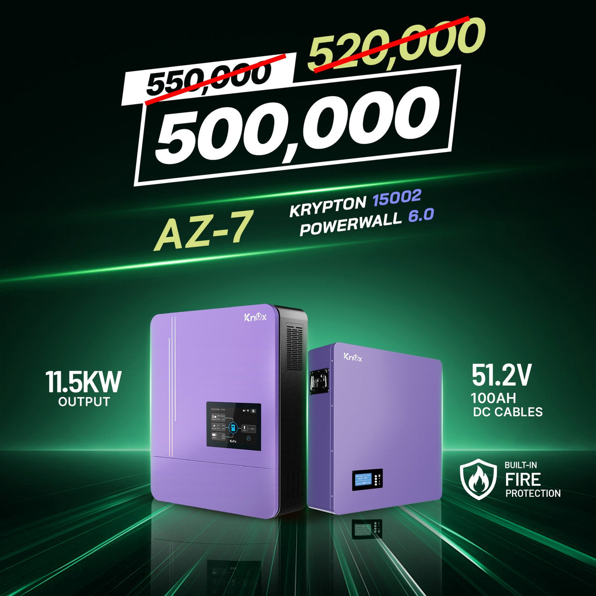Knox Azadi Sale Offer - AZ-7 | Knox Powerwall 6.0 Lithium Battery | Knox Krypton 15002 Solar Inverter