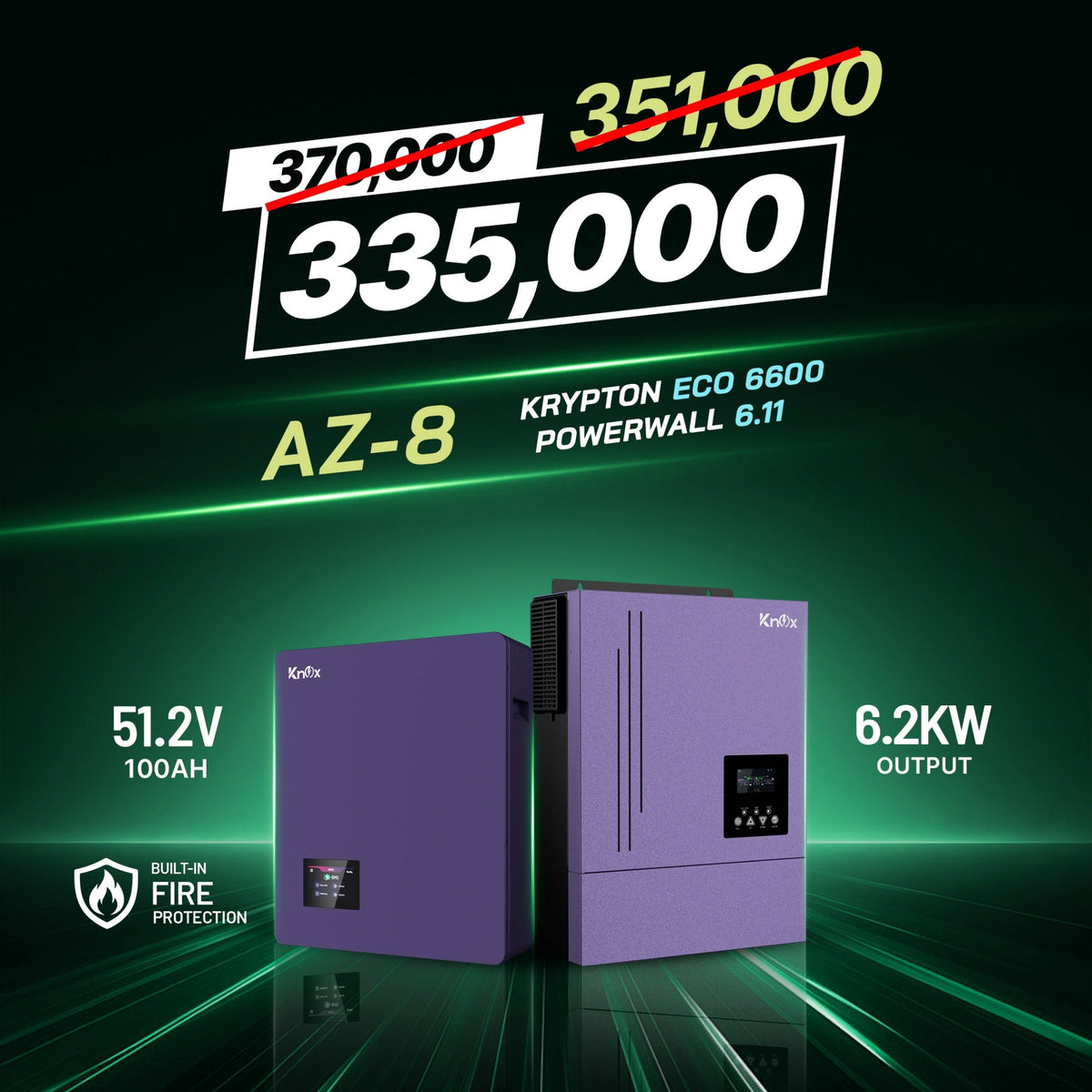 Knox Azadi Sale Offer - AZ-8 | Knox Powerwall 6.11 Lithium Battery | Knox Krypton Eco 6600 Solar Inverter