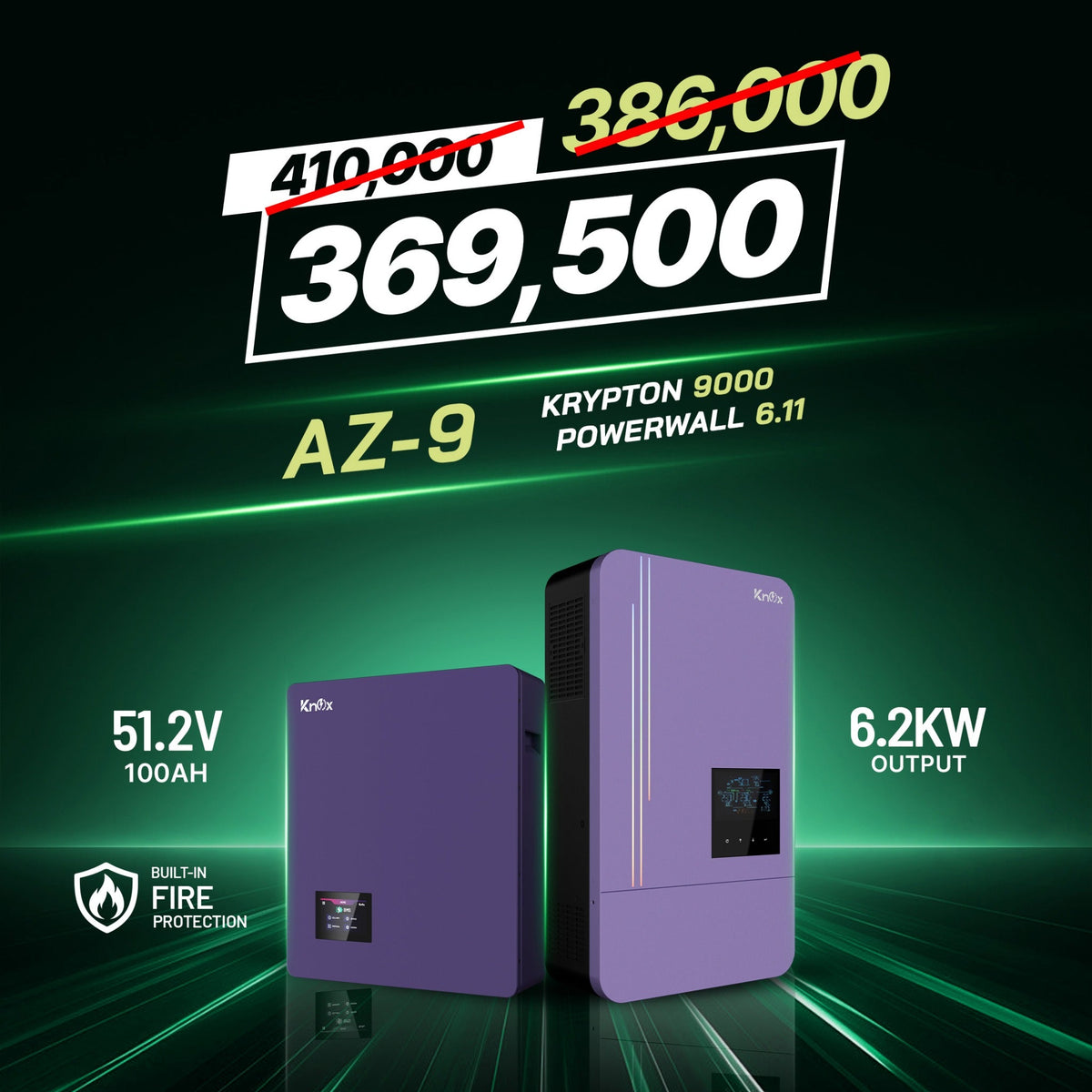 Knox Azadi Sale Offer - AZ-9 | Knox Powerwall 6.11 Lithium Battery | Knox Krypton 9000 Solar Inverter
