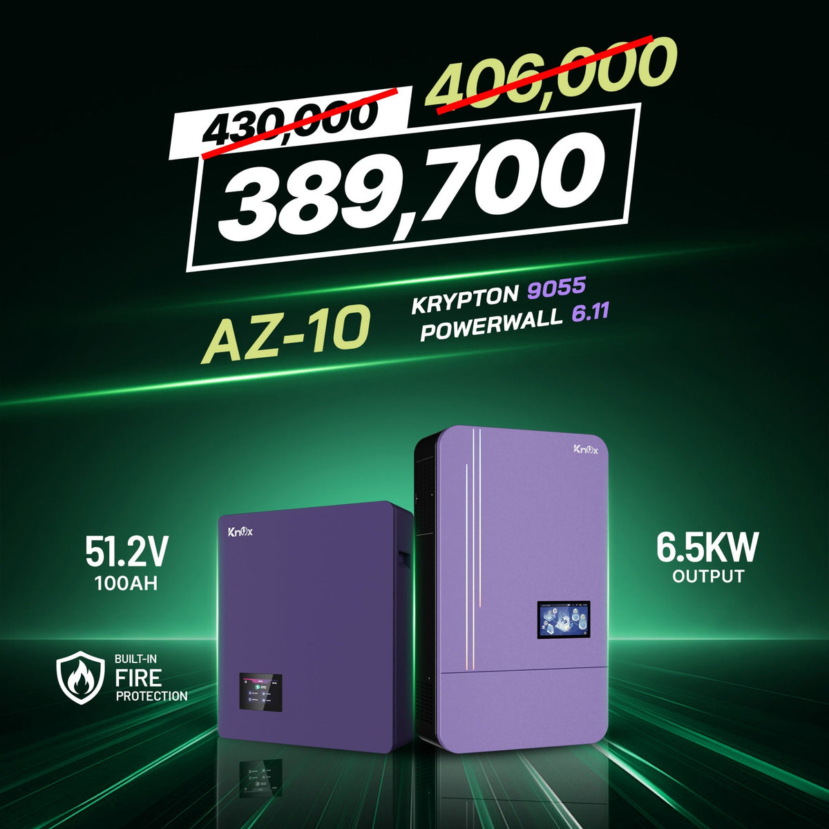 Knox Azadi Sale Offer - AZ-10 | Knox Powerwall 6.11 Lithium Battery | Knox Krypton 9055 Solar Inverter