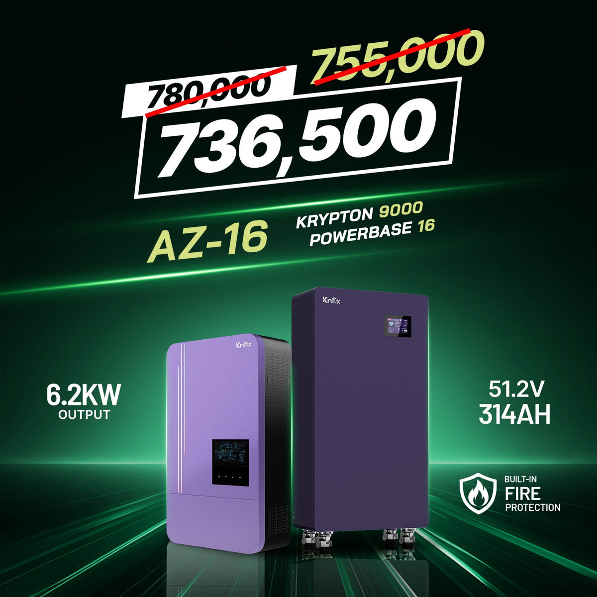 Knox Azadi Sale Offer - AZ-16 | Knox PowerBase 16 Lithium Battery | Knox Krypton 9000 Solar Inverter
