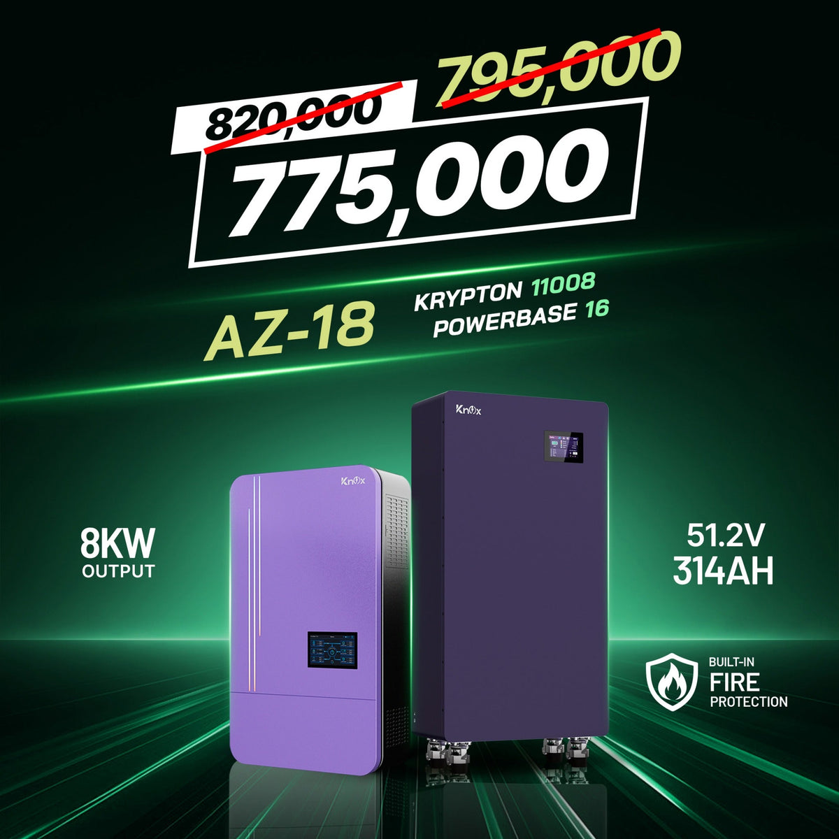 Knox Azadi Sale Offer - AZ-18 | Knox PowerBase 16 Lithium Battery | Knox Krypton 11008 Solar Inverter