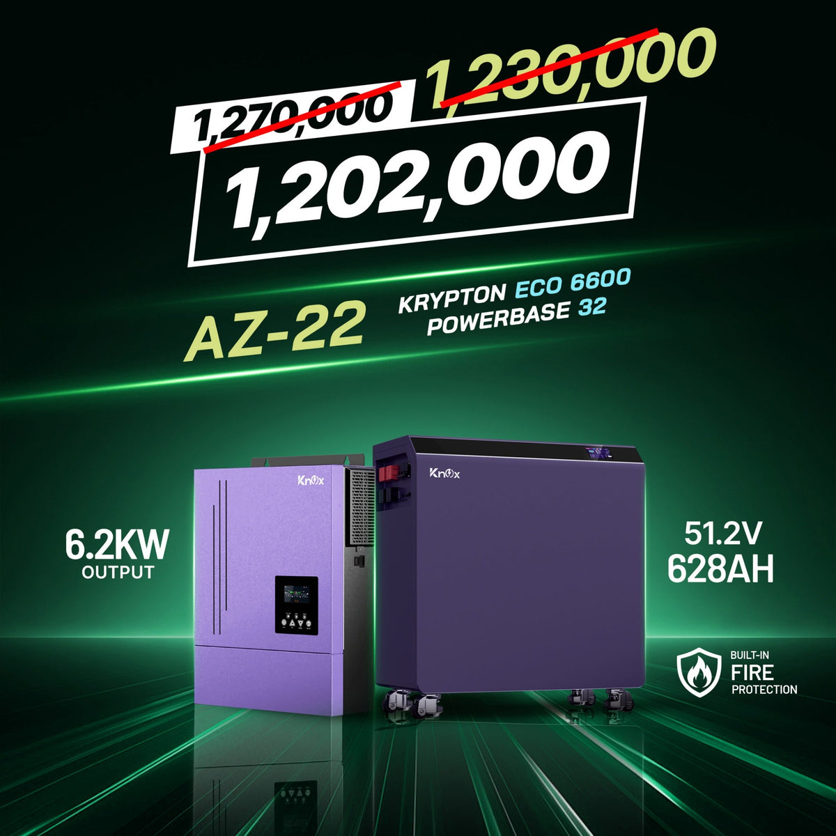 Knox Azadi Sale Offer - AZ-22 | Knox PowerBase 32 Lithium Battery | Knox Krypton Eco 6600 Solar Inverter