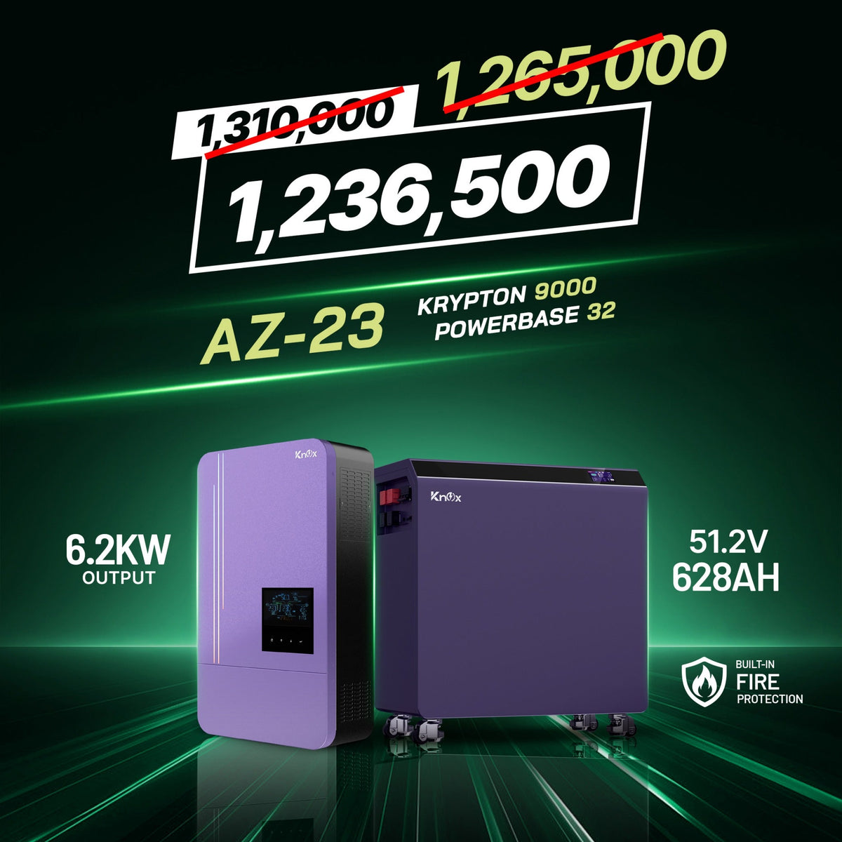 Knox Azadi Sale Offer - AZ-23 | Knox PowerBase 32 Lithium Battery | Knox Krypton 9000 Solar Inverter