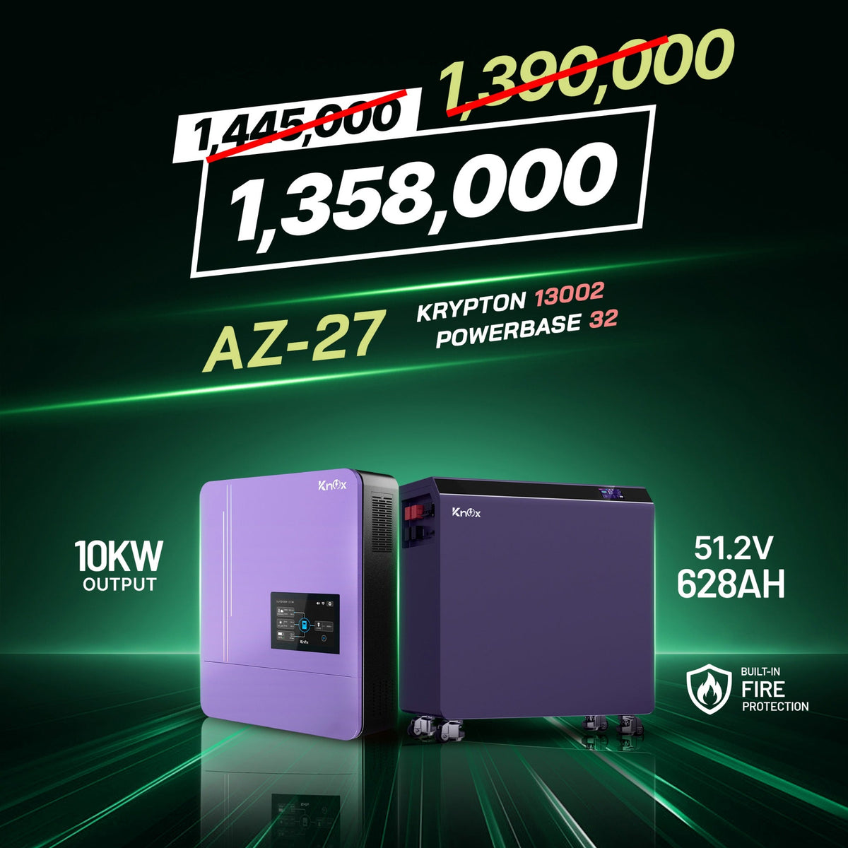 Knox Azadi Sale Offer - AZ-26 | Knox PowerBase 32 Lithium Battery | Knox Krypton 13002 Solar Inverter